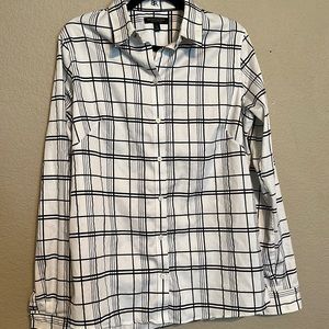 Banana Republic Black and White Button Down Shirt Size 16 Tall